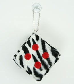 1 Dice zebra black-white / red 1 dice car accessory