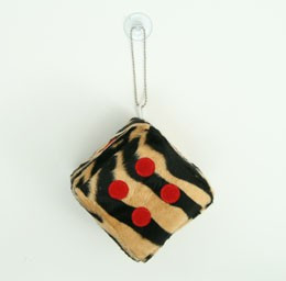 Dice zebra L brown-black / red 1 dice car accessory