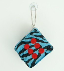 Dice zebra blue-black / red 1 dice car accessory