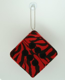 1 Dice zebra red-black / black 1 dice car accessory