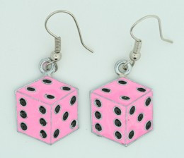 Dice PE pink mix pendant