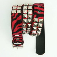 Zebra red belt studs belt