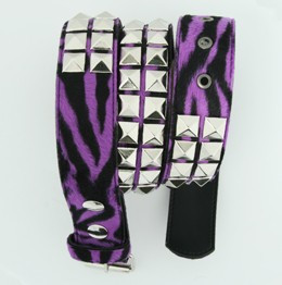 Zebra purple belt studs belt