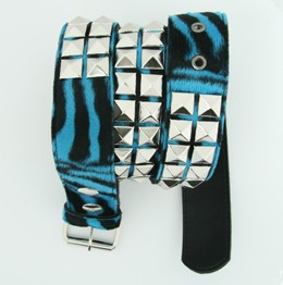 Zebra blue belt studs belt