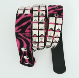 Zebra pink belt studs belt