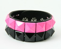 Stripe black-pink studs big stud