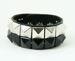 Stripe black-silver studs big stud