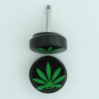 Marijuana black-green flat fake piercing