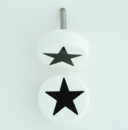 Star white-black flat fake piercing