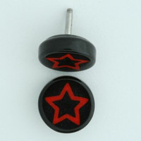 Star empty black-red flat fake piercing