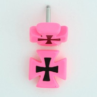 Hero cross / cross pink flat fake piercing