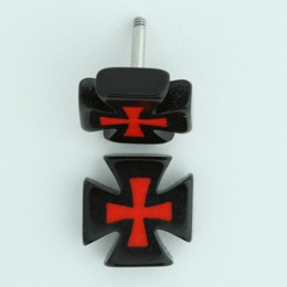 Hero cross / cross black-red flat fake piercing