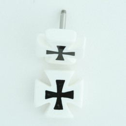 Hero cross / cross white-black flat fake piercing
