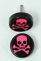 Skull teeth black-pink flat fake piercing