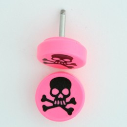 Skull teeth pink flat fake piercing