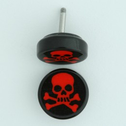 Skull teeth black-red flat fake piercing