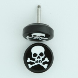 Skull teeth black-white flat fake piercing