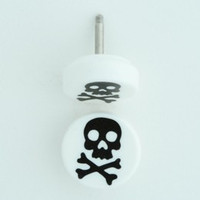Skull bone white flat fake piercing