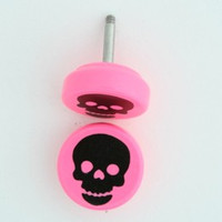 Skull big pink flat fake piercing