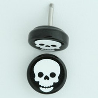 Skull big black-white flat fake piercing