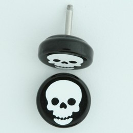Skull big black-white flat fake piercing