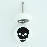 Skull big white-black flat fake piercing