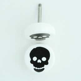 Skull big white-black flat fake piercing