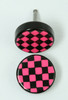 Check black-pink flat fake piercing