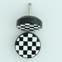 Check black-white flat fake piercing