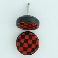Check black-red flat fake piercing