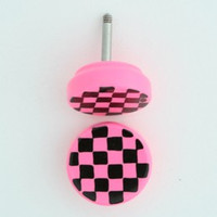 Check pink-Bl flat fake piercing