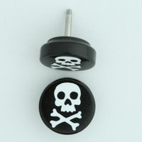 Skull bone black-white flat fake piercing