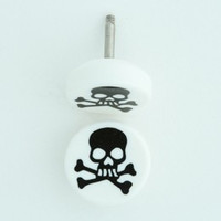 Skull teeth white-black flat fake piercing