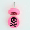 Skull bone pink-black flat fake piercing