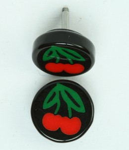 Cherry black flat fake piercing