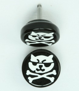 Cat bone black flat fake piercing