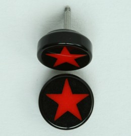 Star black-red flat fake piercing