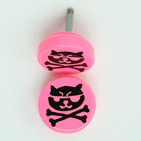 Cat bone pink flat fake piercing
