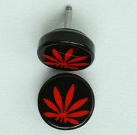 Marijuana black-red flat fake piercing