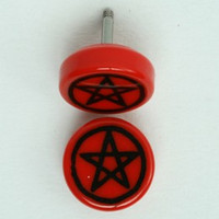 Pentagrame red flat fake piercing