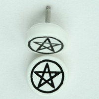 Pentagrame white flat fake piercing