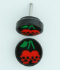 Skull cherry black flat fake piercing