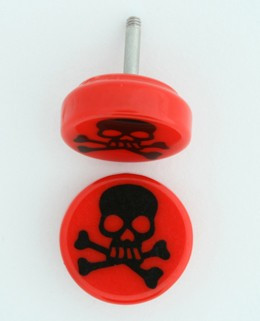 Skull teeth red flat fake piercing