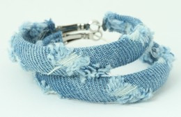 Jeans blue creole ear ring