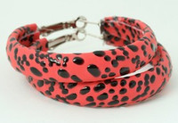 Leopard red P creole ear ring