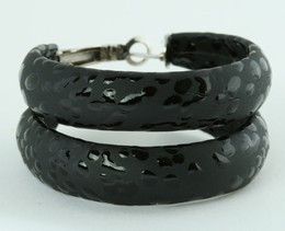 Leopard black P creole ear ring