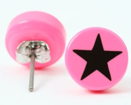 Star pink circular reference stud