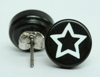 Star empty black-white circular reference stud