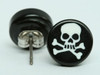Skull tooth black-white circular reference stud