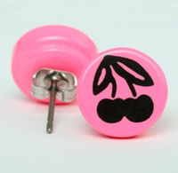 Cherry pink circular reference stud